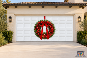 Crimson Harvest Wreath – Christmas Garage Door Cover