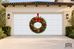 Golden Berry Ribbon Wreath – Christmas Garage Door Cover