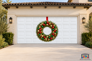 Merry and Bright Deluxe Wreath Garage Door Cover