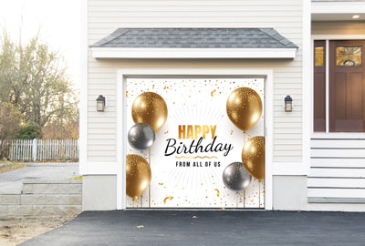 Single garage door Vector happy birthday Door - Decor-Your-Door