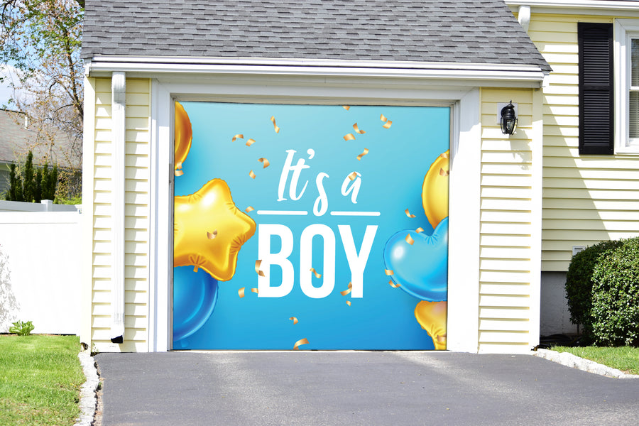 It's a Boy, Gender Reveal Baby Shower Globos de cumpleaños Cubierta para puerta de garaje