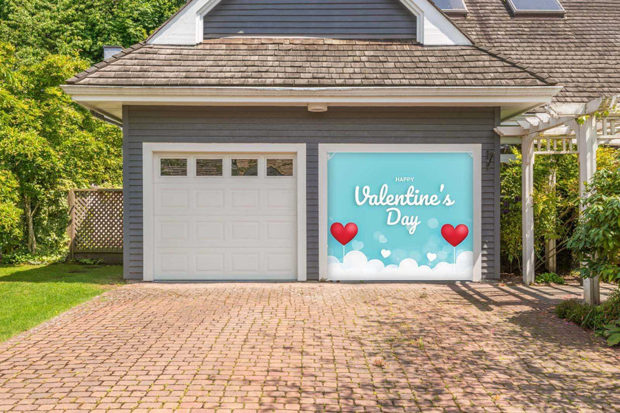 Feliz Día de San Valentín - Mural decorativo para puerta de garaje con corazones rojos (Diseño n.° 3)
