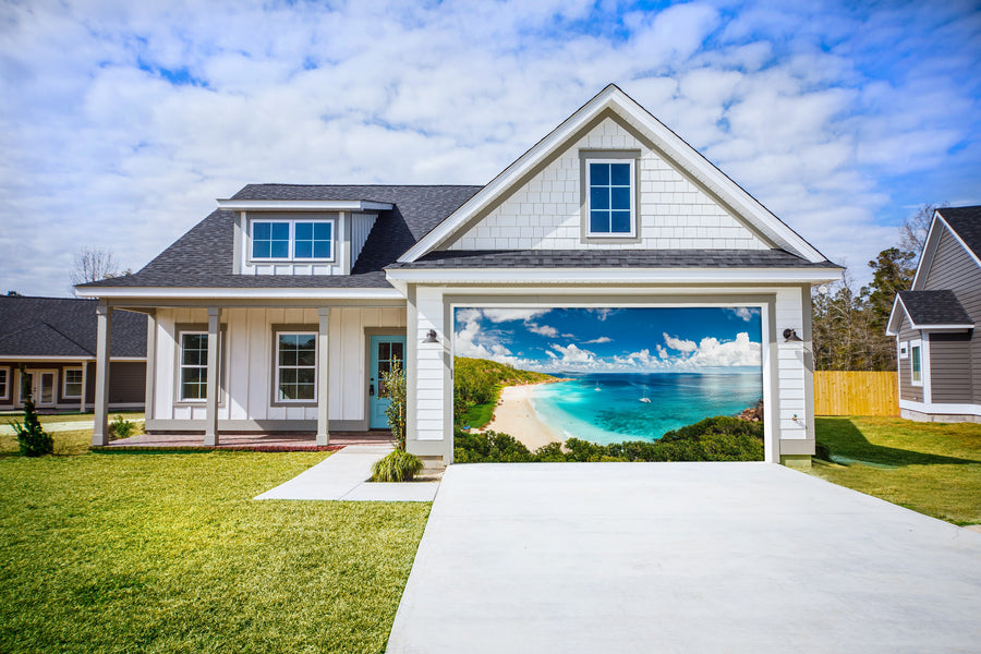 Aerial Pano of Grand Anse beach Grarge Door - Decor-Your-Door