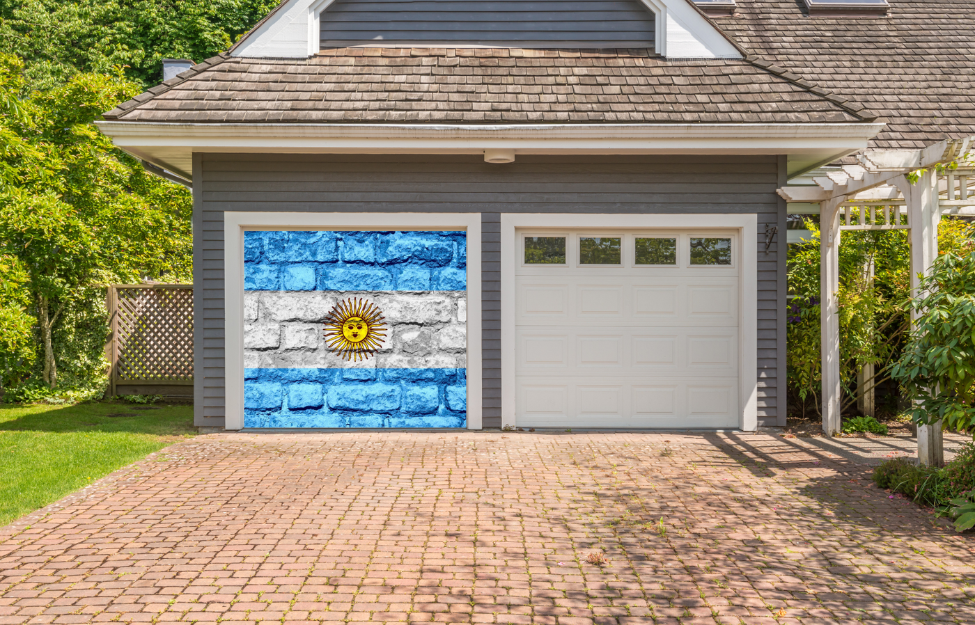 Argentina Flag On Brick Wall Garage Door Cover
