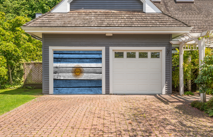 Argentina Flag On Wooden Garage Door Cover