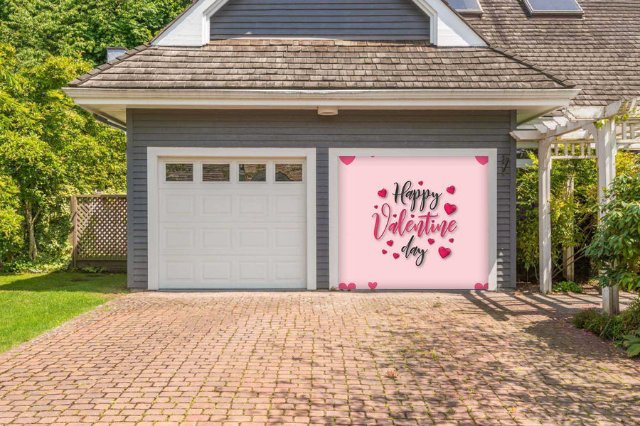 Mural decorativo para puerta de garaje con diseño de Feliz Día de San Valentín (Diseño #2)
