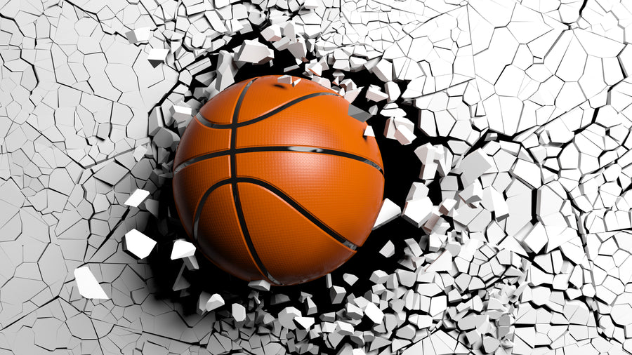 Basketball Breaking White Wall Garage Door Cover Banner Backdrop