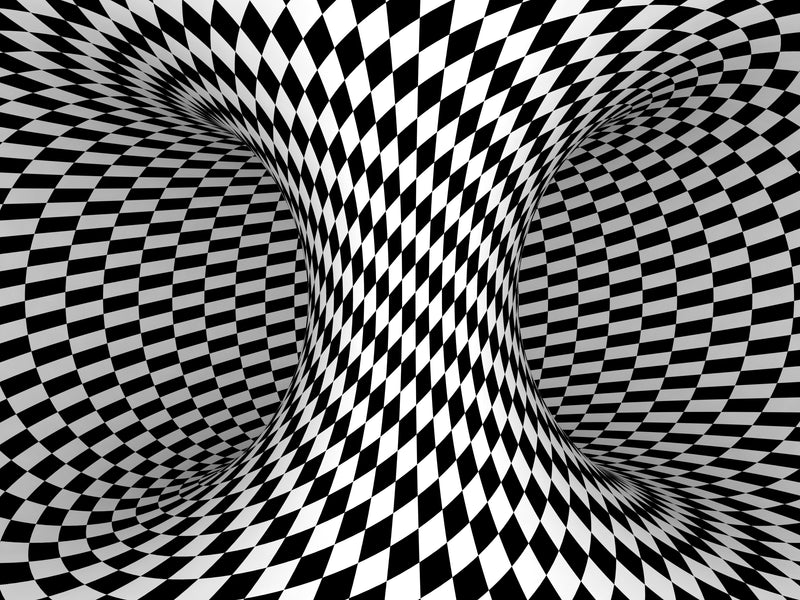 Black and White Checkers Psychedelic Garage Door Cover Wrap — exterior clearance cover