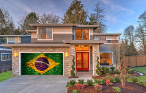 Brazil Flag On Brick Wall Garage Door Cover