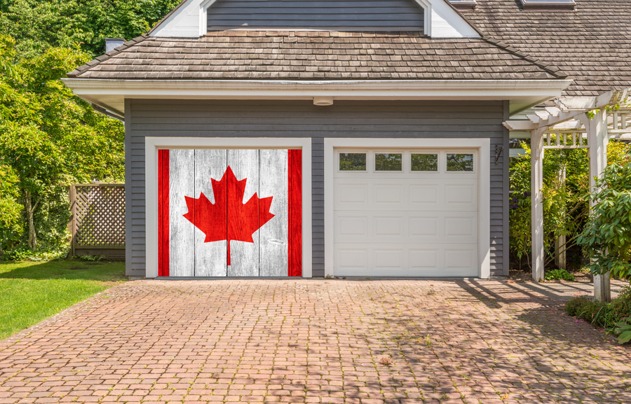 Canada Flag On Wooden Background Garage Door Wrap Cover Decoration Banner Backdrop