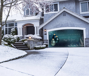 Christmas Blue Background Garage Door Cover Banner Backdrop