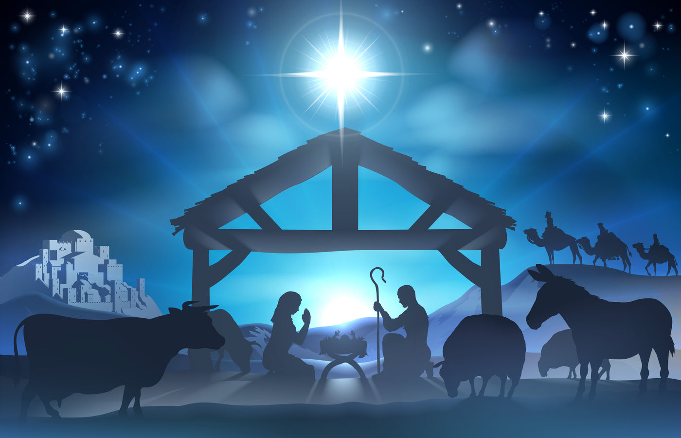 Christmas Nativity Scene Garage Door Cover Mural Banner Backdrop