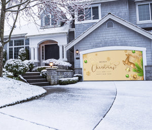 Christmas and New Year Garage Door Cover Banner Backdrop