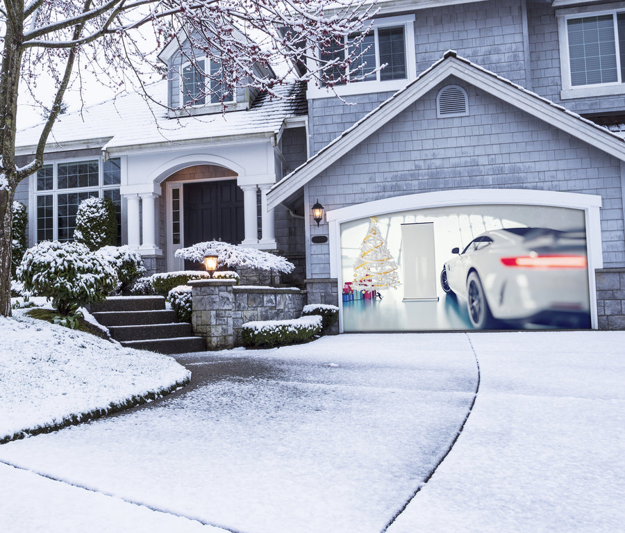 Christmas car and gift box In the garage showroom - Decor-Your-Door