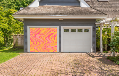Colorful Retro Style Groovy Psychedelic Garage Door Cover Wrap