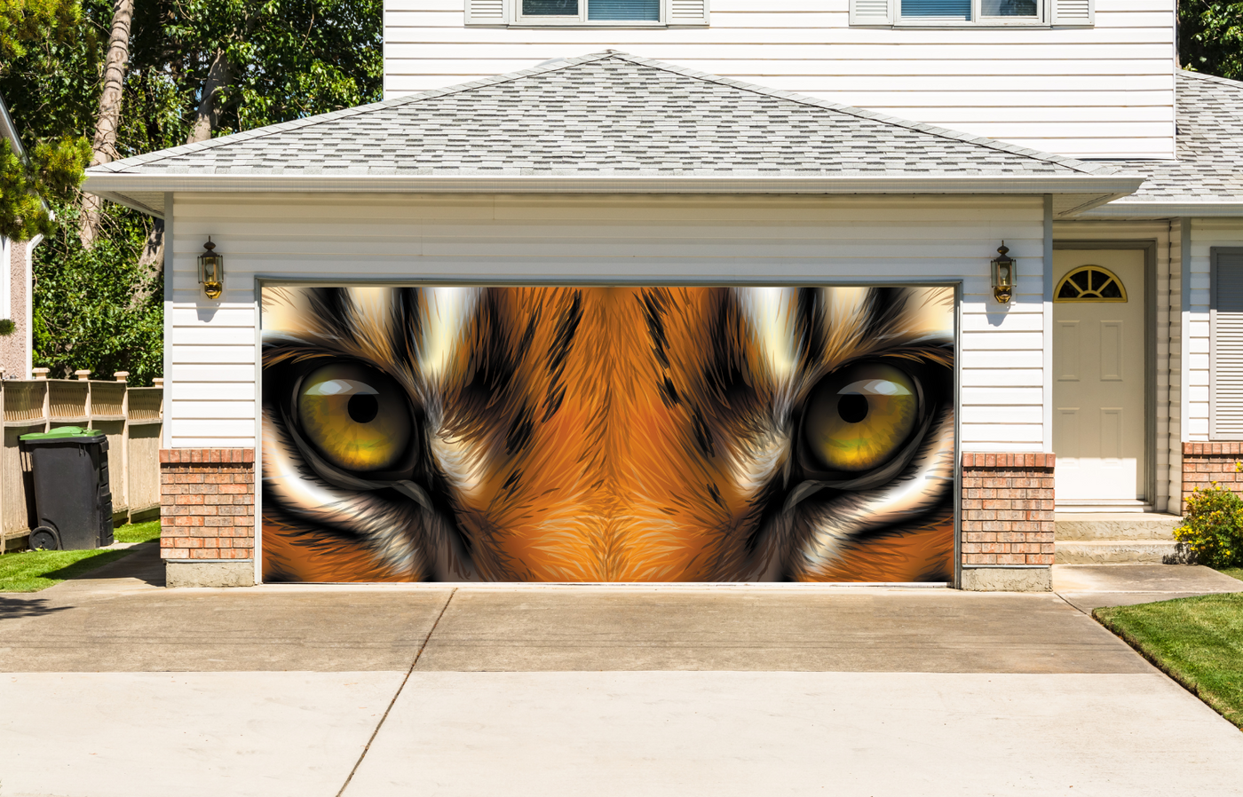 Eyes Of A Red Tiger Close Up Garage Door Cover Banner Backdrop