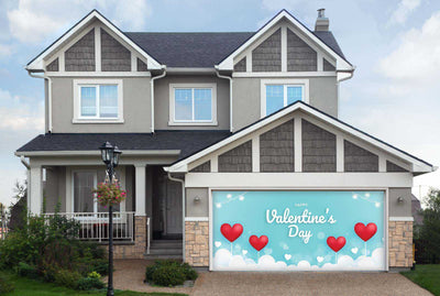 Happy Valentines Day Red Hearts Garage Door Cover Wrap Mural Home Decoration (Design #3)