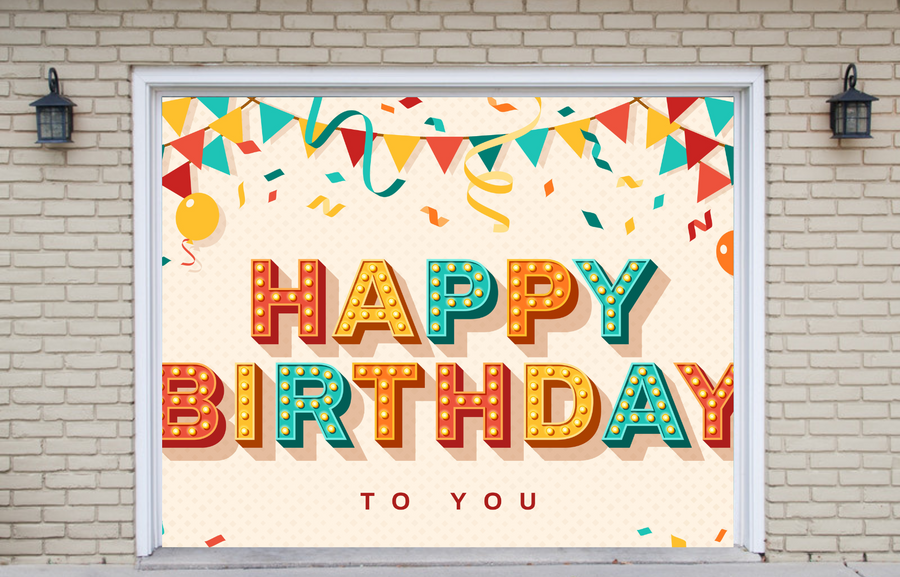 Feliz cumpleaños, pancarta para cubrir la puerta del garaje