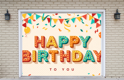 Happy Birthday Greeting Garage Door Cover Banner Backdrop