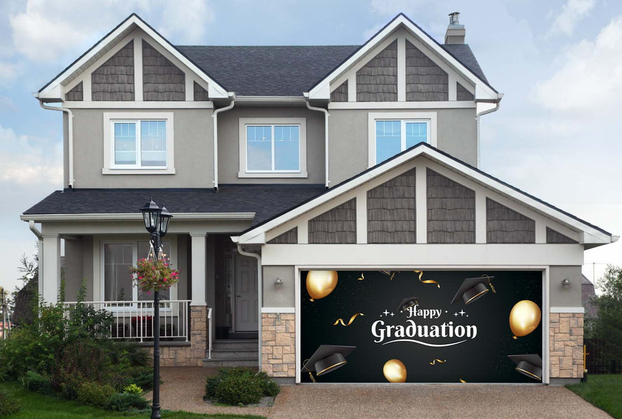 Fondo de pancarta para puerta de garaje con temática de graduación (3)