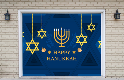 Happy Hanukkah David Star Garage Door Banner