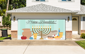 Happy Hanukkah Jewish Holiday Garage Door Wrap Cover Mural Decoration