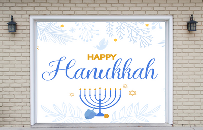 Happy Hanukkah Jewish holiday Garage Door Cover