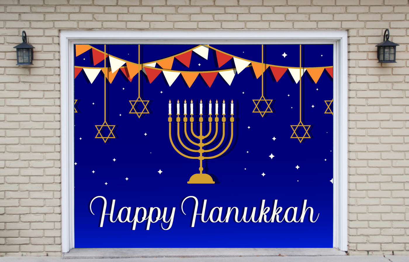 Happy Hanukkah Jewish holiday Garage Door Wrap Cover Mural Decoration
