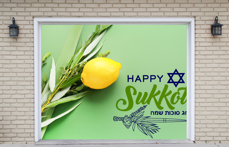 Cubierta para puerta de garaje Happy Sukkot