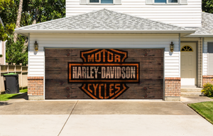 Vinilo adhesivo para puerta de garaje estilo madera de Harley Davidson