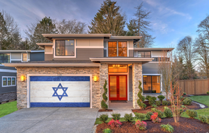 Israel Flag On Wooden Garage Door Wrap Cover Decoration Banner Backdrop