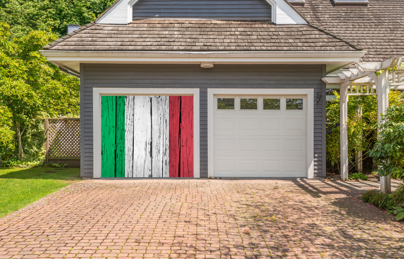 Italy Flag On Wooden Garage Door Cover
