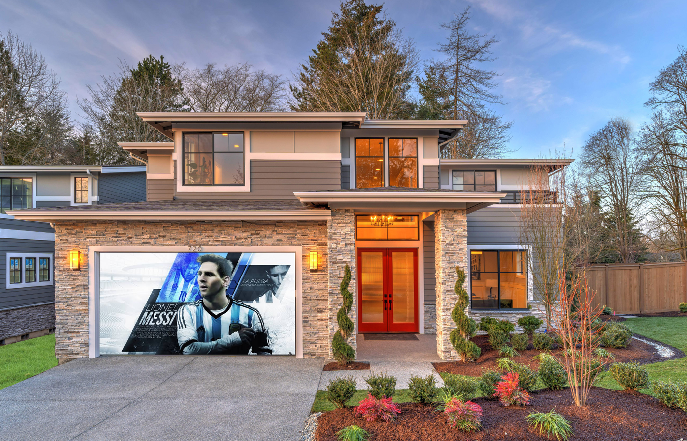 Lio Messi Collage Soccer Garage Door Cover