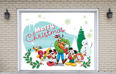 Merry Christmas Disney Garage Door Cover Banner Backdrop