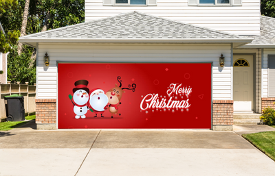 Merry Christmas Santa Garage Door Cover Banner Backdrop