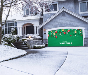 Merry Christmas Holiday Icons Banner Of Art Garage Door Cover Banner Backdrop
