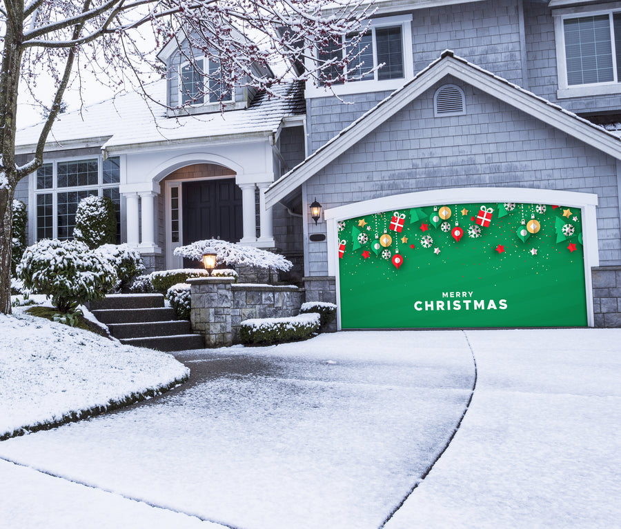 Merry christmas banner of paper art holiday icons - Decor-Your-Door
