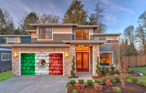 Mexico Flag On Brick Wall Garage Door Cover