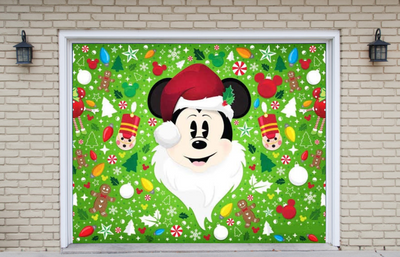 Mickey Claous Disney Garage Door Cover Banner Backdrop