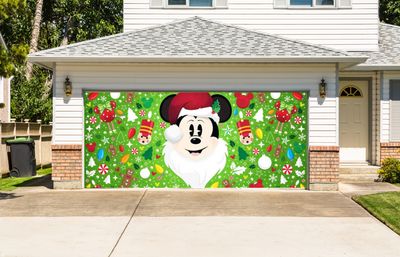 Mickey Claous Disney Garage Door Cover Banner Backdrop