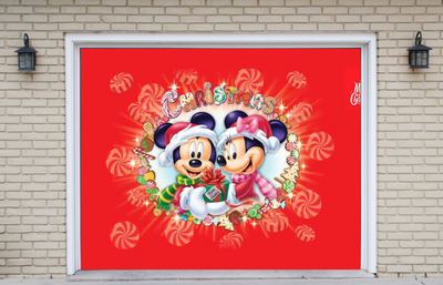 Mickey Mouse Merry Christmas Disney Garage Door Cover Banner Backdrop
