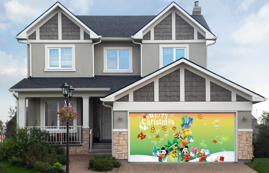 Mickeys Merry Christmas Disney Garage Door Cover Banner Backdrop