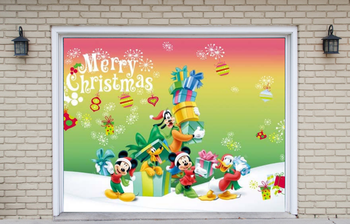 Mickeys Merry Christmas Disney Garage Door Cover Banner Backdrop