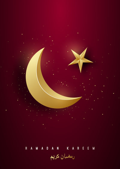 Ramadan Kareem Poster with Golden Crescent Moon Star and Sparcles