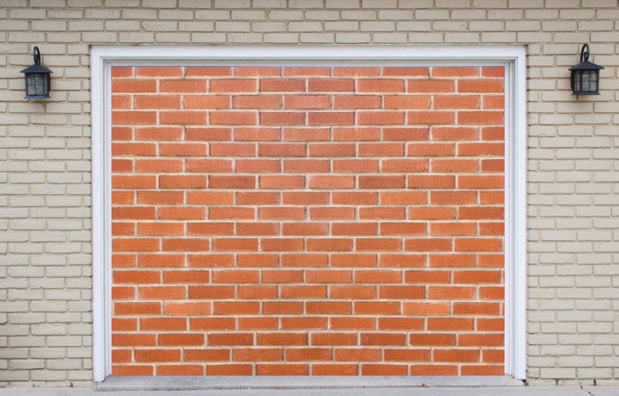 Banner de fondo para puerta de garaje con pared de ladrillo
