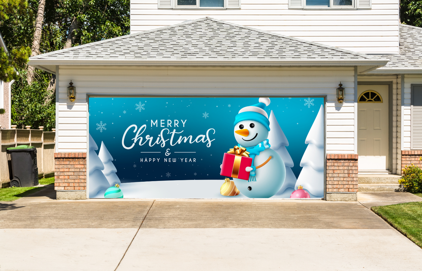 איש שלג, חג שמח ושנה טובה, רקע באנר לכיסוי דלת מוסך