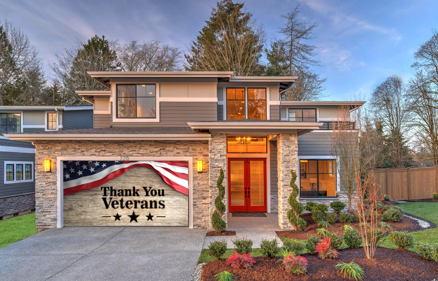 Thank You Veterans Garage Door Wrap Cover Decoration Banner Backdrop