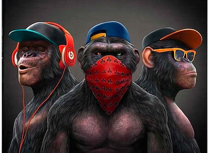 Three Wise Monkeys Garage Door Cover Banner Backdrop