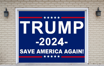 טראמפ 2024 להציל את אמריקה שוב עיטוף כיסוי באנר לדלת מוסך