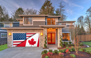 United States & Canada Flag Garage Door Wrap Cover Decoration Banner Backdrop
